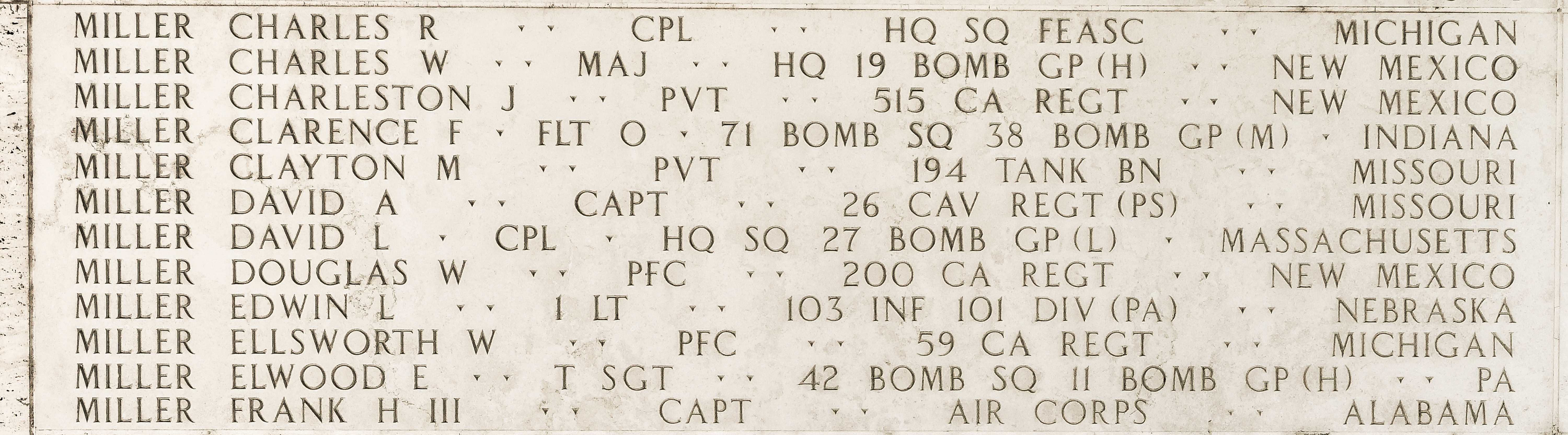 Charleston J. Miller, Private